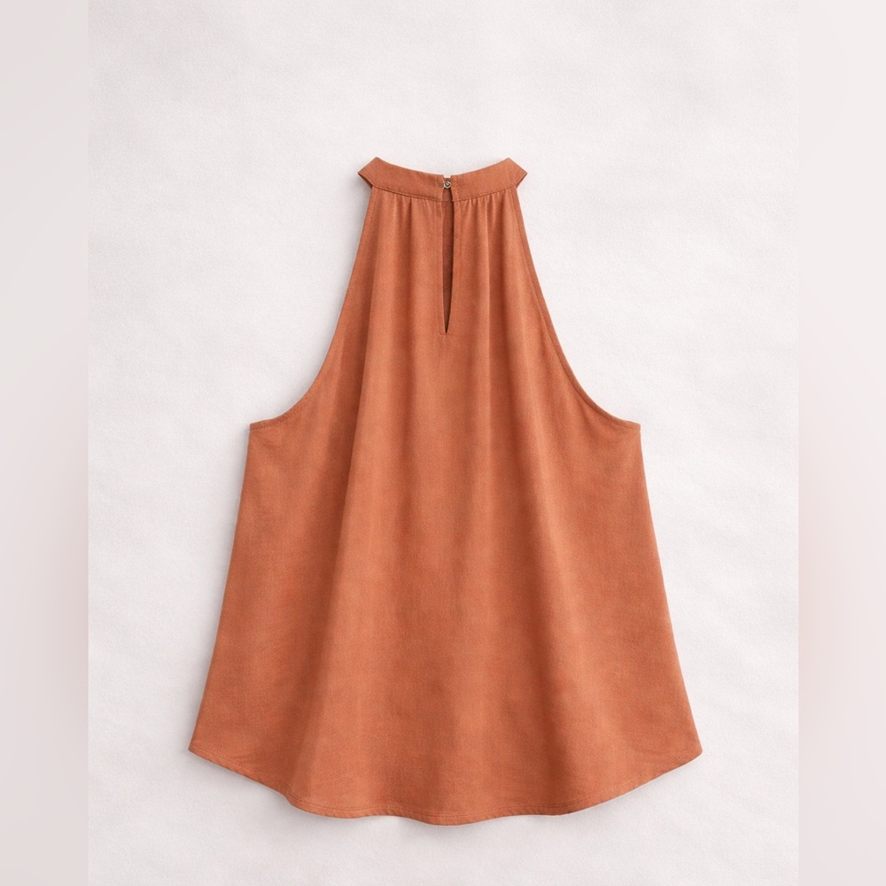 Elegant Sleeveless warm rust / terracotta hue Top - Picture 4 of 8